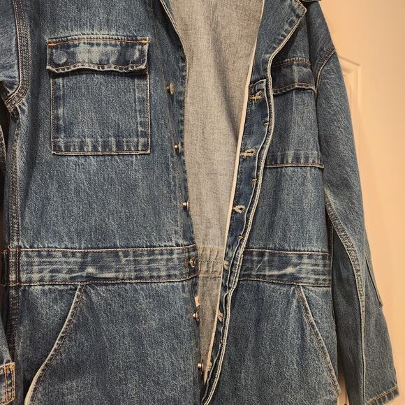 Anthropologie Etica Larsen Utility blue denim jumpsuit size medium - Picture 9 of 10